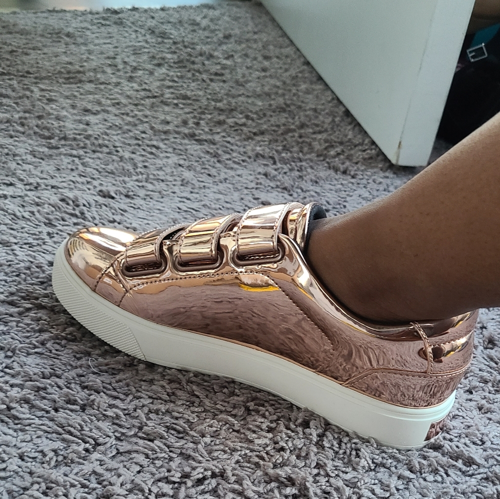 Aldo rose gold metallic sneakers